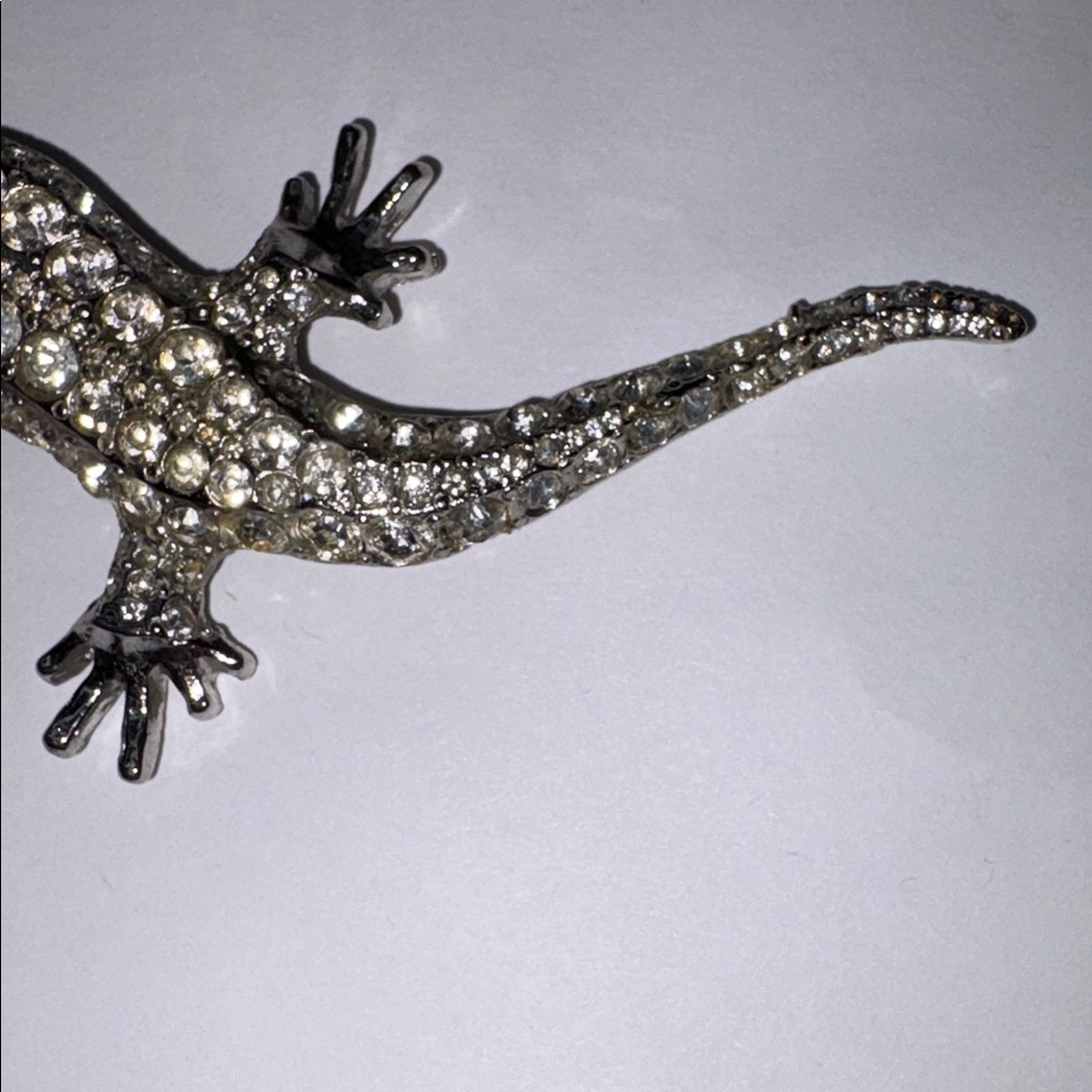 Kirks Folly Silver Tone Rhinestone Reptile Brooch - Picture 4 of 6